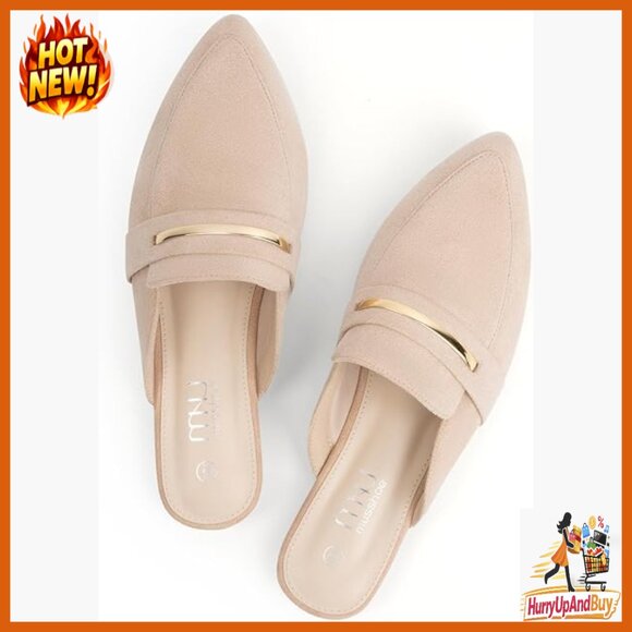 Pointed Toe Mules Suede Backless Loafers Memory Foam Comfort Professional Office